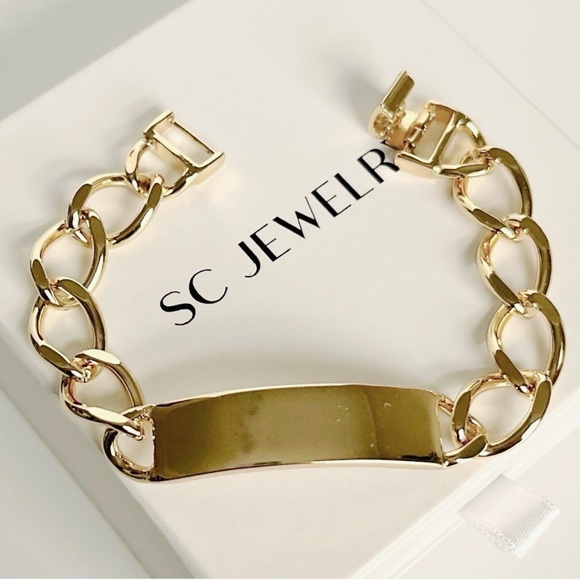 Last One 🔥 ID Bracelet | 14K Gold Plated Chunky Chain Bracelet - Picture 1 of 10